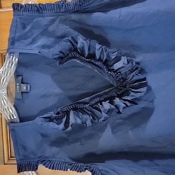 Navy Sleeveless Ruffle Top - Picture 3 of 5